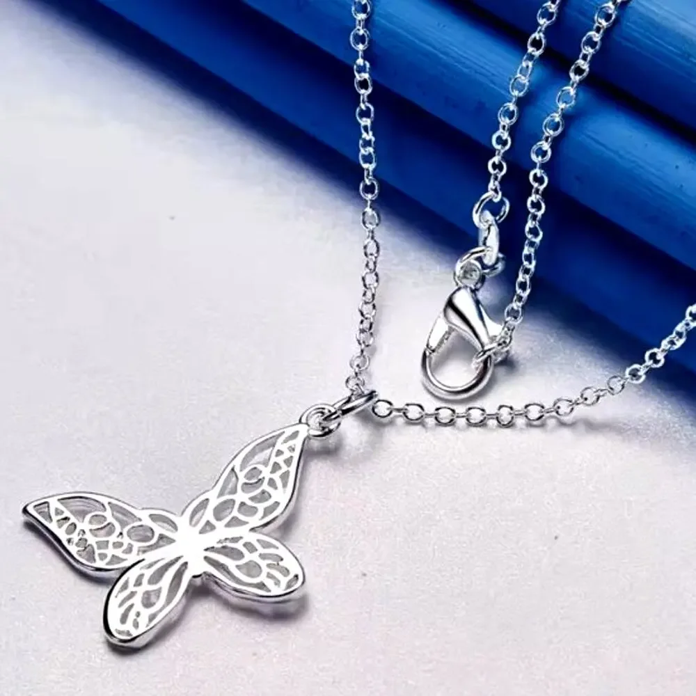 925 Sterling Silver Butterfly Necklace Boho Women's Valentine's Birthday Gift